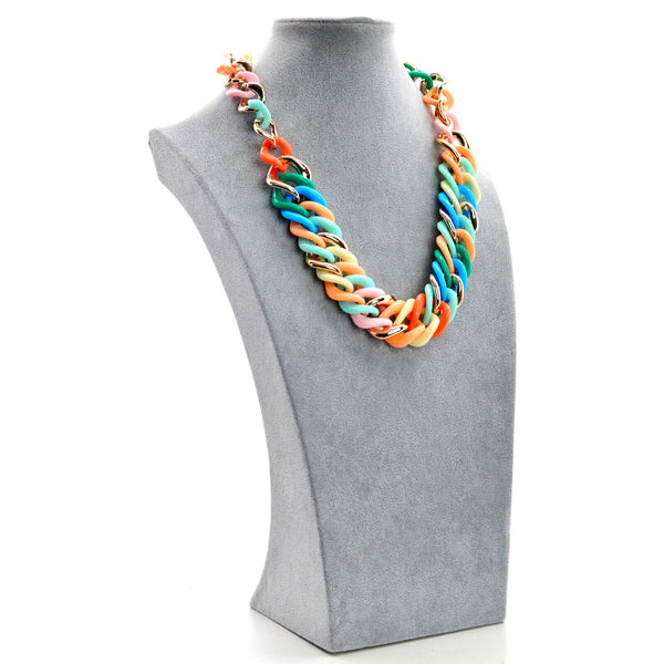 Collana donna girocollo anulli colorata multicolore resina donna elegante eventi