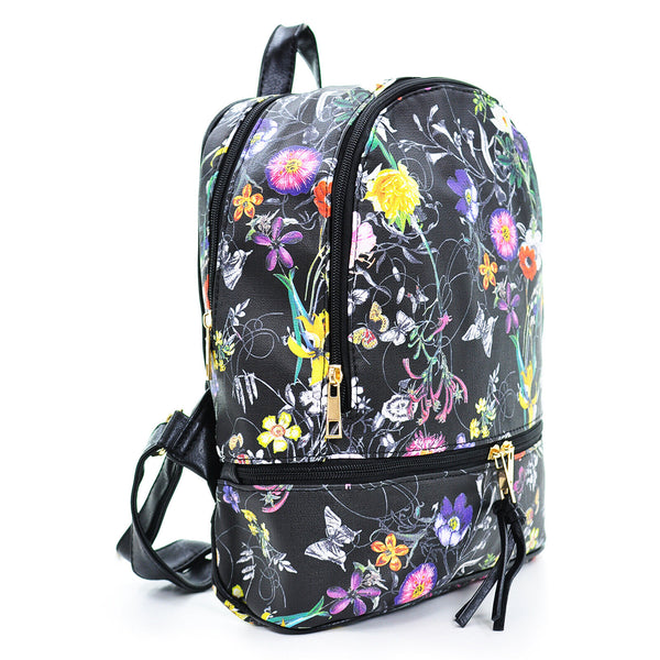 GM Zaino zainetto pelle colorato fantasia casual fiori fiorata casual passeggio