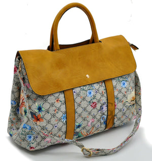 Gyoiamea borsa donna tracolla pelle capiente ufficio fiorata fiori ipad vintage