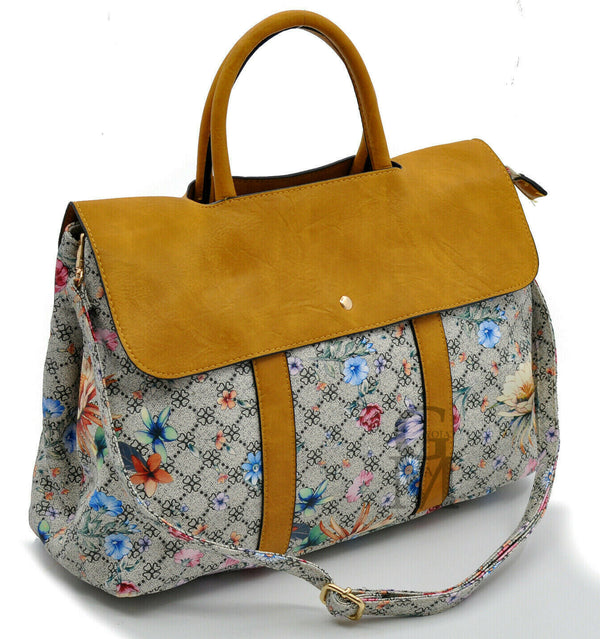 Gyoiamea borsa donna tracolla pelle capiente ufficio fiorata fiori ipad vintage