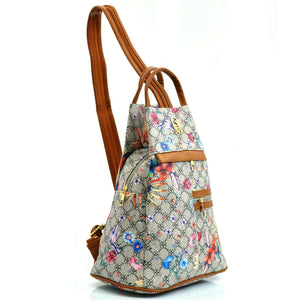 Gyoiamea 2in1 zaino borsa trasformabile donna sacco zainetto fantasia fiori