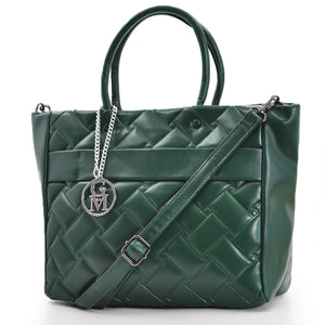 Gyoiamea borsa donna shopping donna spalla trapuntata verde tracolla logo nuova