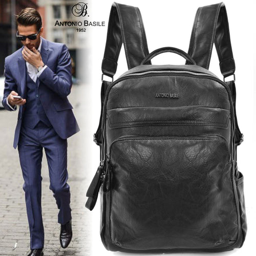 Zaino pelle nero originale firmato COVERI uomo porta pc portatile casual lavoro