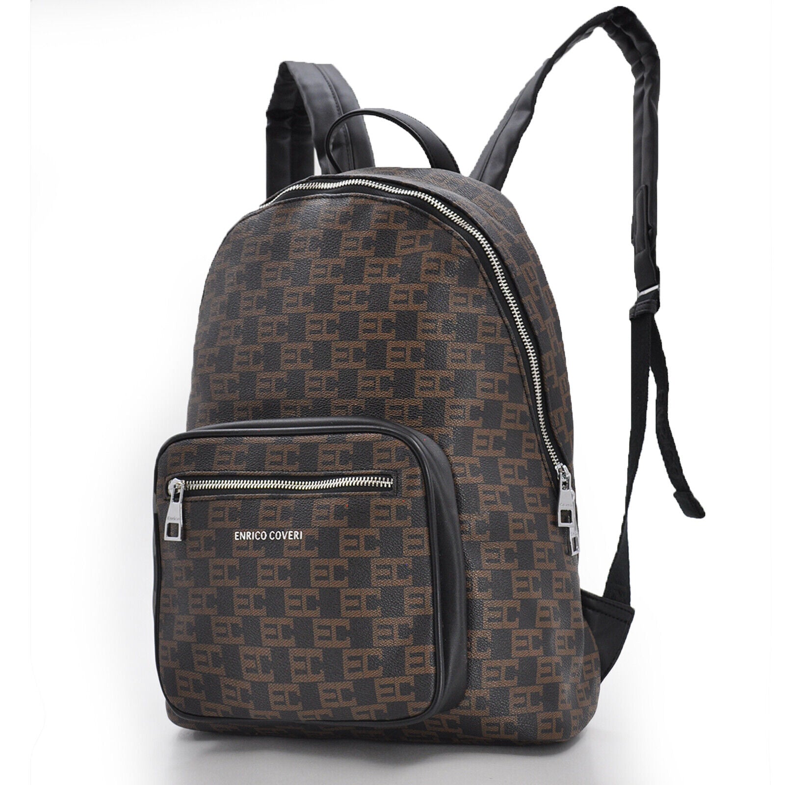 Zaino nuovo ENRICO COVERI firmato uomo pelle grande viaggio fantasia  scritte zip