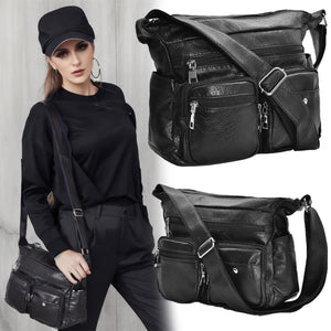 Borsa pelle multitasche grande nuova donna tracolla nera capiente elegante moda