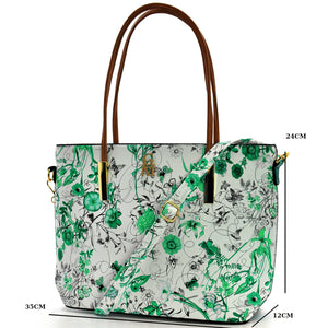 Borsa shopping moda grande GM donna grande spalla pelle fantasia fiori floreale