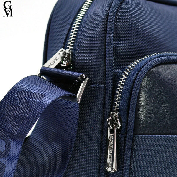 Borsello nylon capiente firmato COVERI nuovo vintage uomo sottile tracolla blu