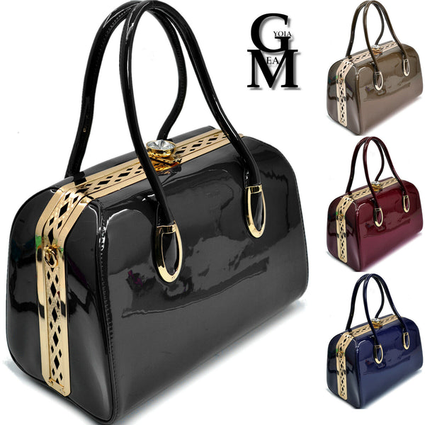 GM borsa bauletto gioiello donna tracolla pelle vernice lucida elegante diamante