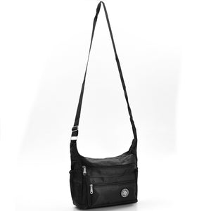 Borsa tessuto nylon impermeabile passeggio tracolla nera tasche moda postina zip