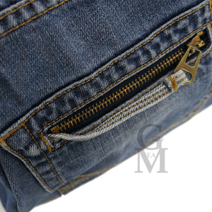 Borsa jeans artigianale shopping capiente donna manici catena artigianale moda