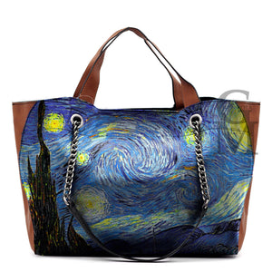 GM borsa donna fantasia dipinto V. Van Gogh Notte stellata klimt il bacio IRIS