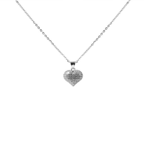 Collana donna punto luce oro strass zirconi incastonati ciondolo forma cuore