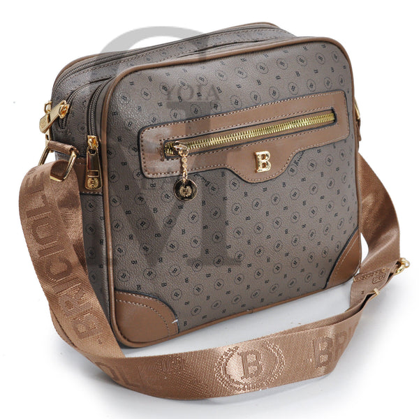 borsa donna spalla originale Briciole messenger fantasia scritte tracolla beige