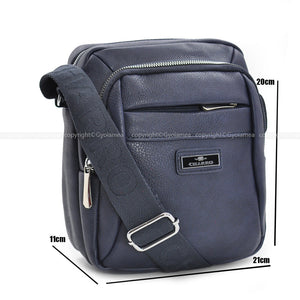 CHARRO ITALIA borsello 5 tasche zip capiente grande uomo pelle tracolla blu nera