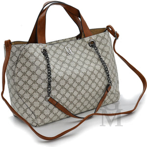 Gm borsa 3in1 hobo sacco fiorata manici catena tracolla fantasia fiori beige