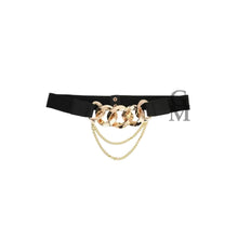Carica l&#39;immagine nel visualizzatore di Gallery, Cintura fibbia tipo catena pendente vintage donna oro vita alta elastica
