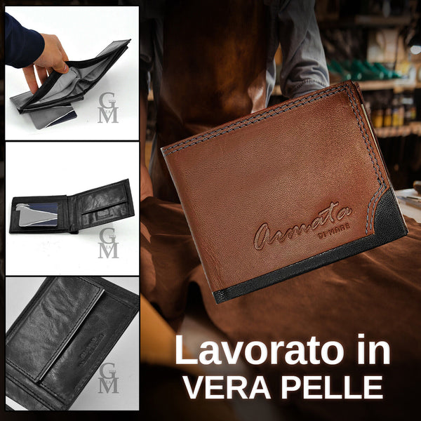Portafoglio in pelle uomo Armata di Mare porta grande carte 8 tasche colorato