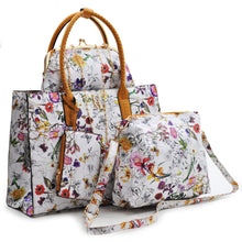 Carica l&#39;immagine nel visualizzatore di Gallery, borsa set 4 pezzi fantasia fiorata GM milano shopping moda spalla donna tracolla