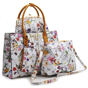 borsa set 4 pezzi fantasia fiorata GM milano shopping moda spalla donna tracolla