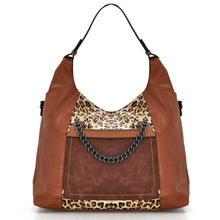 Carica l&#39;immagine nel visualizzatore di Gallery, Borsa donna firmata hobo animalier sacco tracolla pelle fantasia leopardata nera