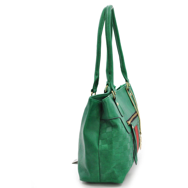 Gyoiamea borsa a mano donna TOTE strisce bauletto particolare eco pelle capiente