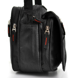 Borsello piccolo 6 tasche zip uomo nero borsellino casual tessuto nylon tracolla