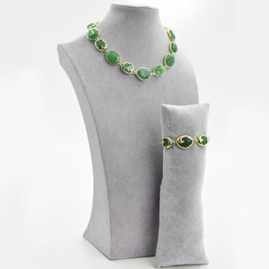 Parure Collana e bracciale turchese lunga pietre dure elegante fucsia verde