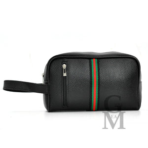 Pochette originale GM MODA strisce verdi uomo borsa mano pelle nero sport uomo