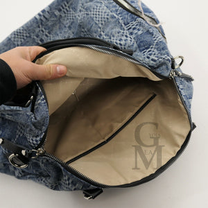 Borsa bauletto grande donna originale grande capiente jeans bagaglio viaggi jeansata viaggiare viaggio passeggio