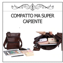 Carica l&#39;immagine nel visualizzatore di Gallery, Borsello sottile slim vintage marrone nero zip cerniere tasche piccolo passeggio