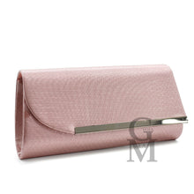 Carica l&#39;immagine nel visualizzatore di Gallery, Pochette rosa elegante cerimonia clutch borsetta tessuto made in italy catenina