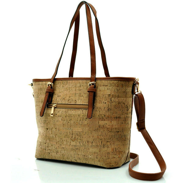 Gyoiamea borsa fantasia fiori sughero legno donna shopping spalla particolare