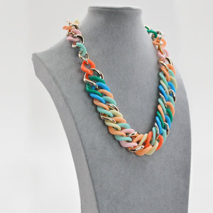 Collana donna girocollo anulli colorata multicolore resina donna elegante eventi