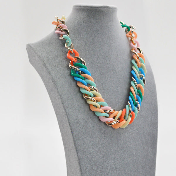 Collana donna girocollo anulli colorata multicolore resina donna elegante eventi