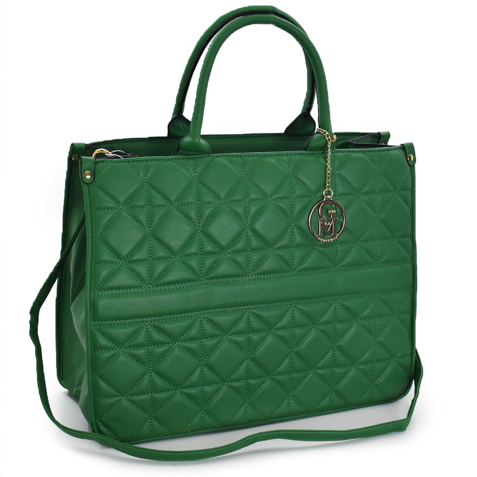 Borsa grande GM trapuntata pelle elegante verde rigida capiente spalla tracolla