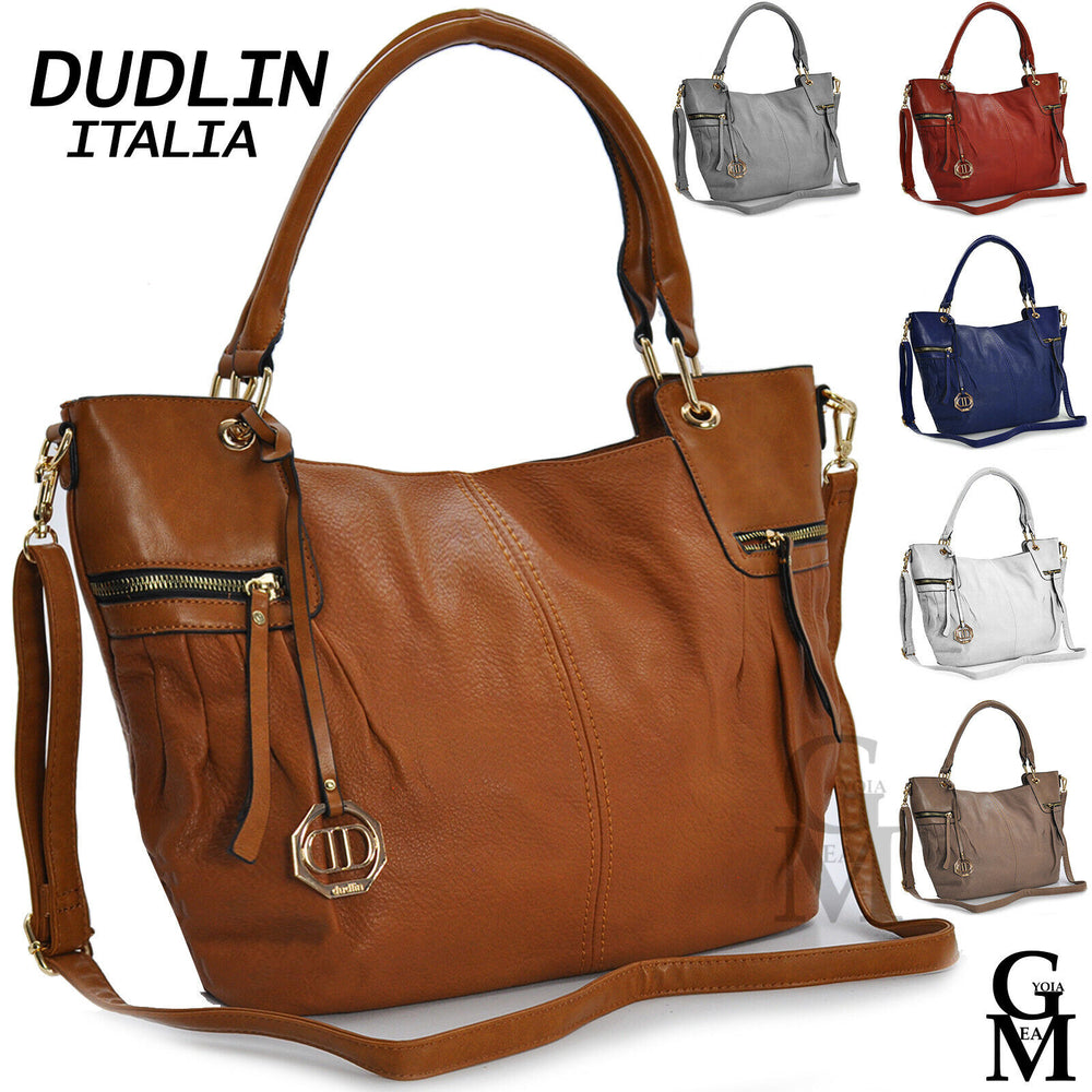 DUDLIN borsa donna shopping spalla pelle morbida semplice elegante made italy