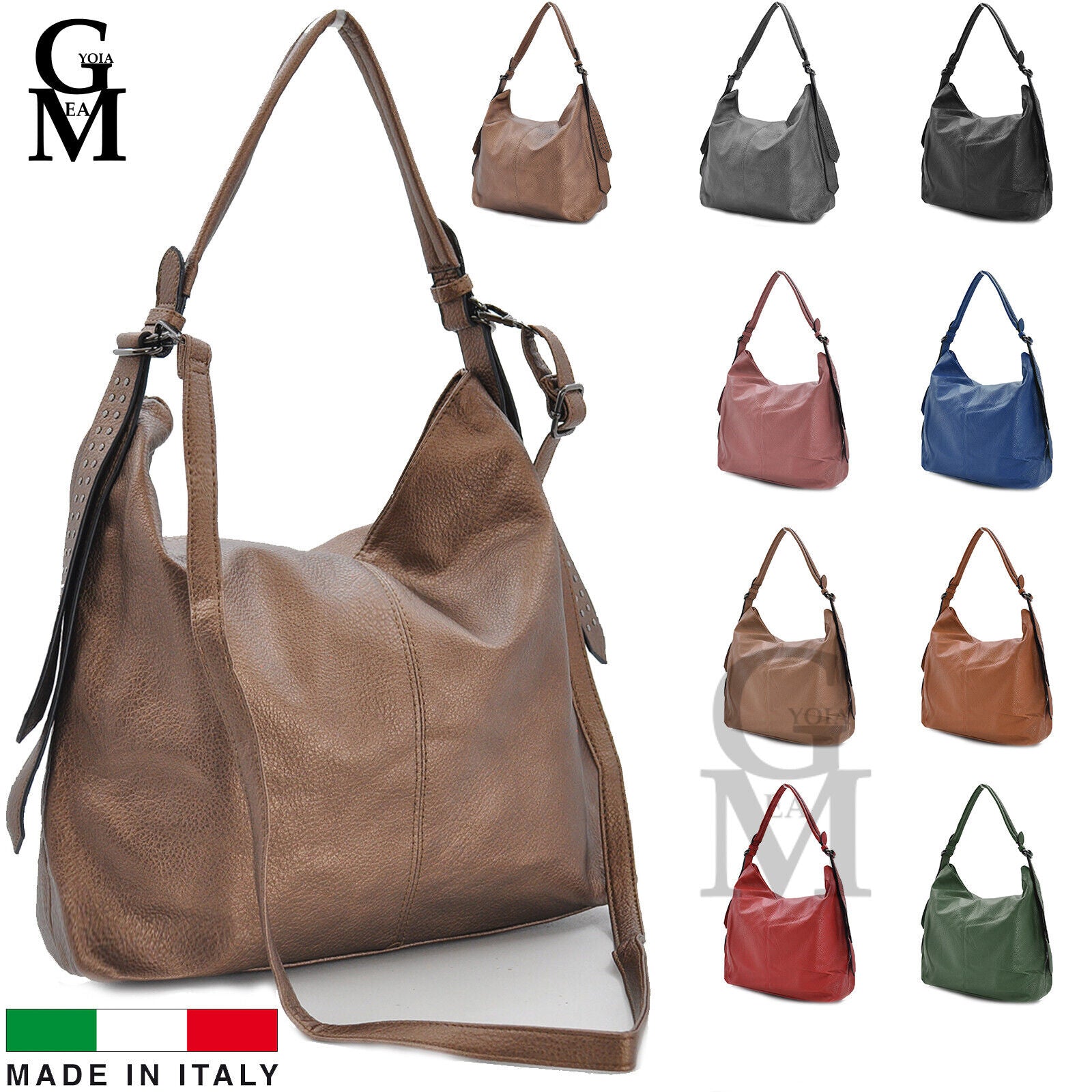 Borsa nuova GM hobo sacco borchie donna grande spalla pelle passeggio tracolla