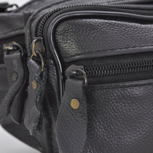 Marsupio in Vera Pelle Ultra Resistente Comodo e Pratico 8 Tasche con Zip