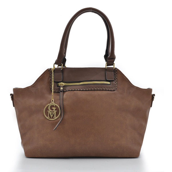 GM Borsa firmata originale pelle morbida spalla tasche vintage marrone bauletto