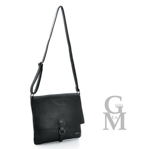 BASILE borsa uomo donna vintage pelle nera militare tracolla postina capiente