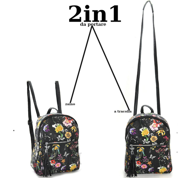 Zaino donna fiorato fiori estivo primavera passeggio casual colorato fantasia