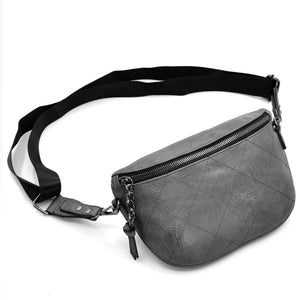 Marsupio donna pelle trapuntata cerniere tasche cintura vita borsa moda casual