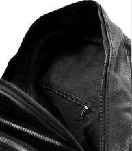 Carica l&#39;immagine nel visualizzatore di Gallery, GM firmato zaino nuovo uomo donna multi tasche zip cuoio nero casual passeggio