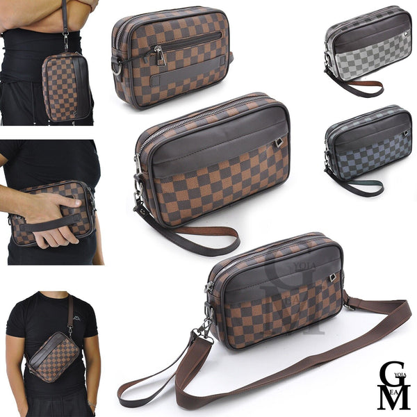 GM Borsello borsa tracolla uomo 3in1 Eco Pelle Unisex Pochette a Mano Da Polso