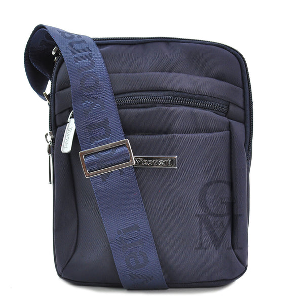 COVERI Borsello 5 zip originale tasche blu sportivo uomo tracolla nylon tessuto