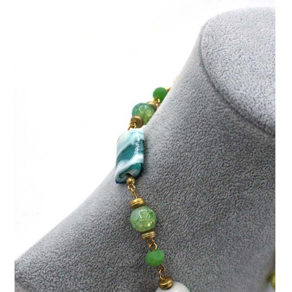 Parure Collana bracciale orecchini donna turchese lunga pietre quarzo multicolor