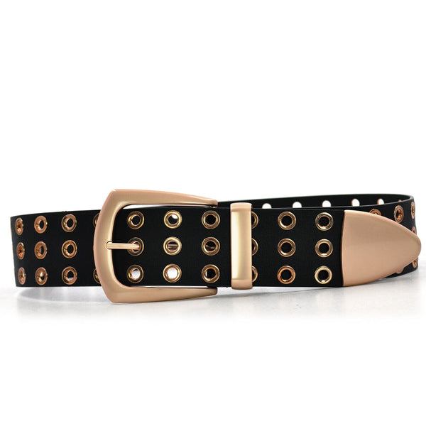 CINTURA NERA donna cinturone borchie oro bronzo bustino stringivita dark belt