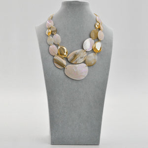 Collana girocollo donna resina pietre dure rosa cristalli boemia elegante nuova
