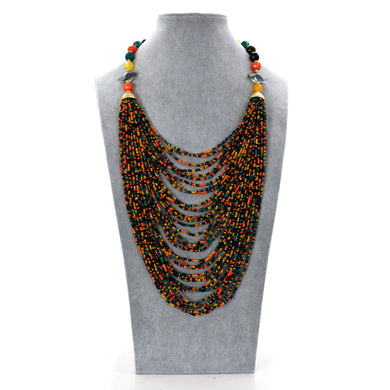 Collana multi strato multi fili colore donna lunga pietre tribale etnica africa