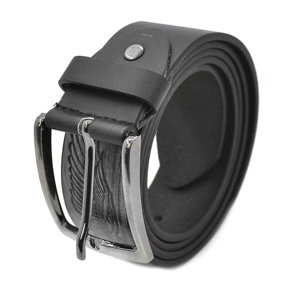 Cintura uomo elegante 3,5cm nuova pelle ali biker rock blu Cinta motociclista